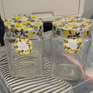 Lemon Pattern Glass Jars